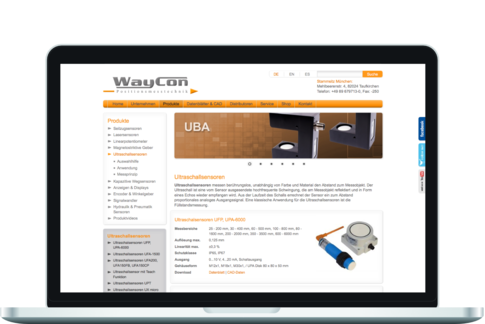 Übersichtlicher TYPO3-Internetauftritt eines Technikherstellers